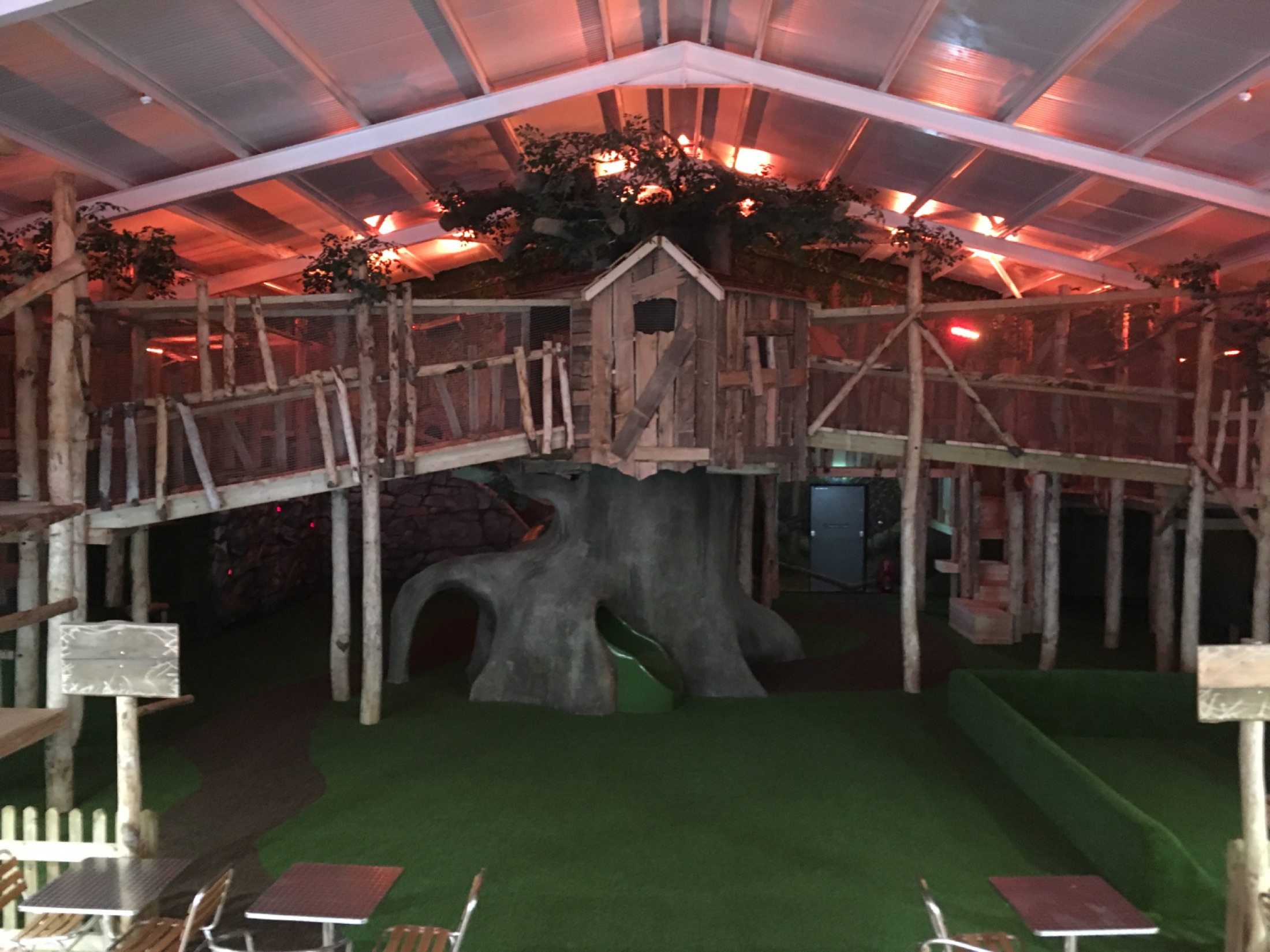 Woodland-themed indoor play structure at West Lodge Farm Park